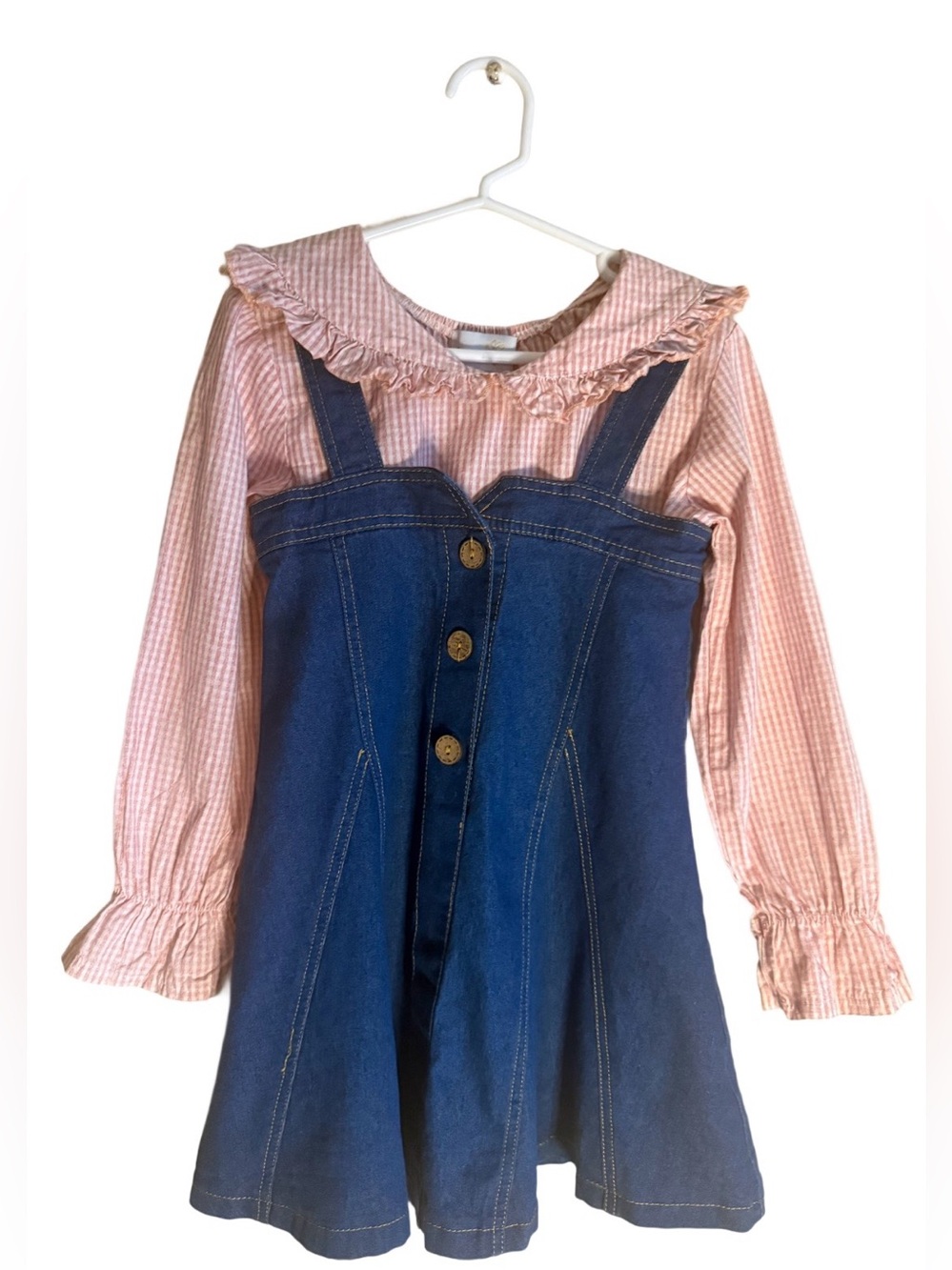 Oopsie Daisy Bundle / Girls Denim Jumper Set + Leopard Jumpsuit (3 pieces)